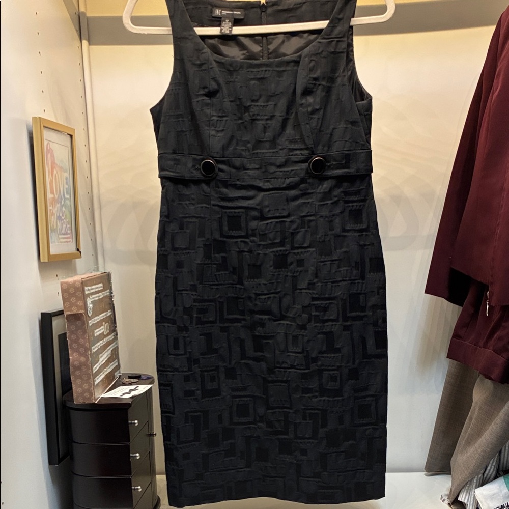 INC International Concepts Black Textured Midi Dress
